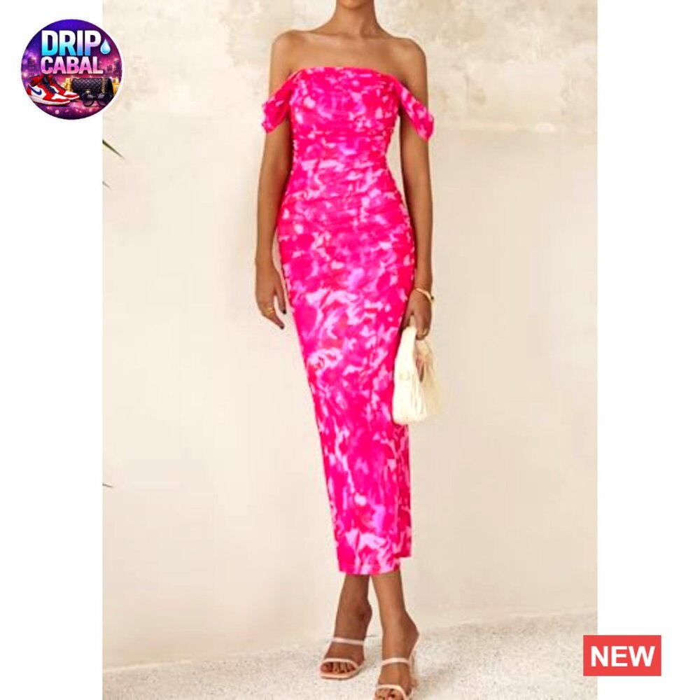 Polyester Elastane Mesh Off Shoulder Ruched Bodyc… - image 4